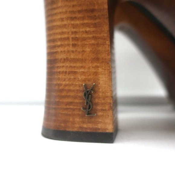 Saint Laurent Crisscross Platform Clog Sandals Black Leather Size 37 - Picture 3 of 11